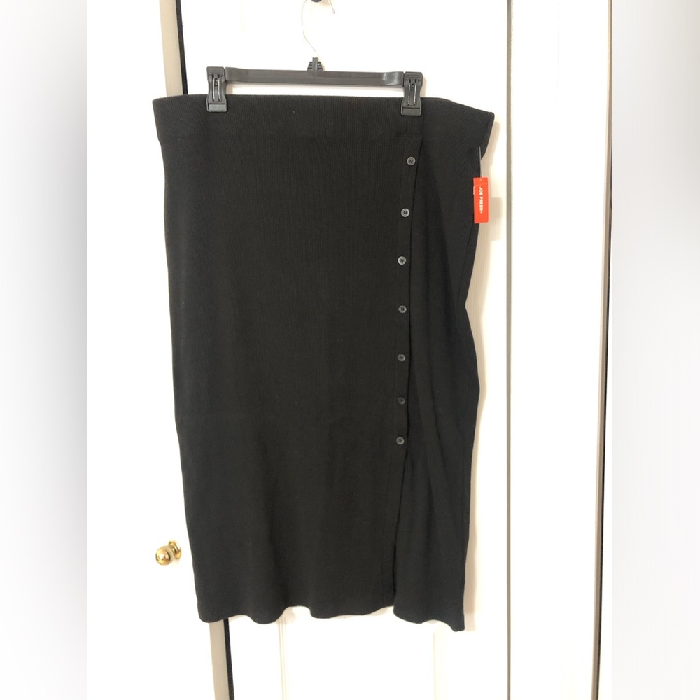 JOE FRESH Black Button-Down Skirt